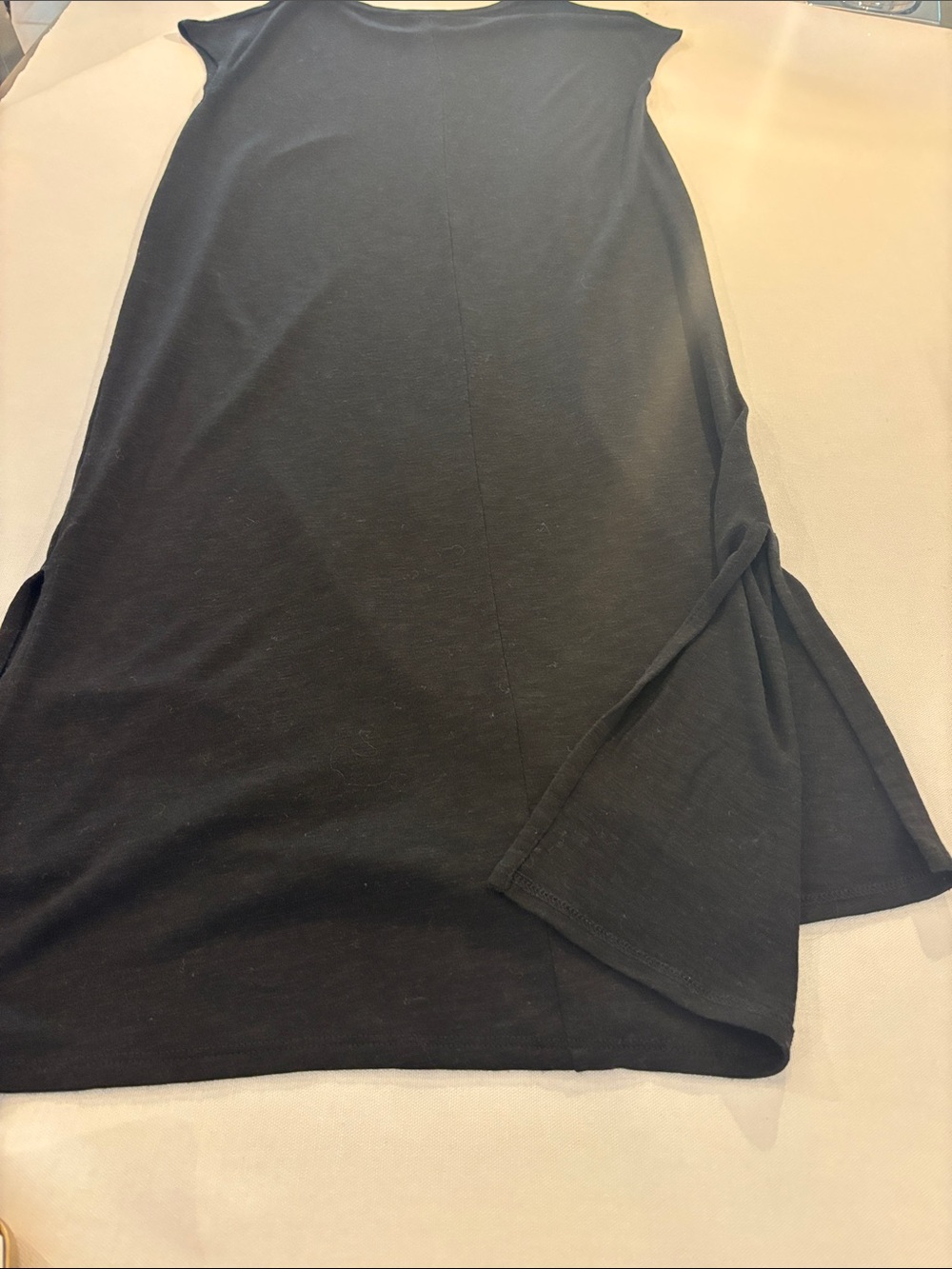 Madewell Women’s Black Cap-Sleeve Muscle Tee side Slits Midi Dress. Medium - Picture 4 of 8